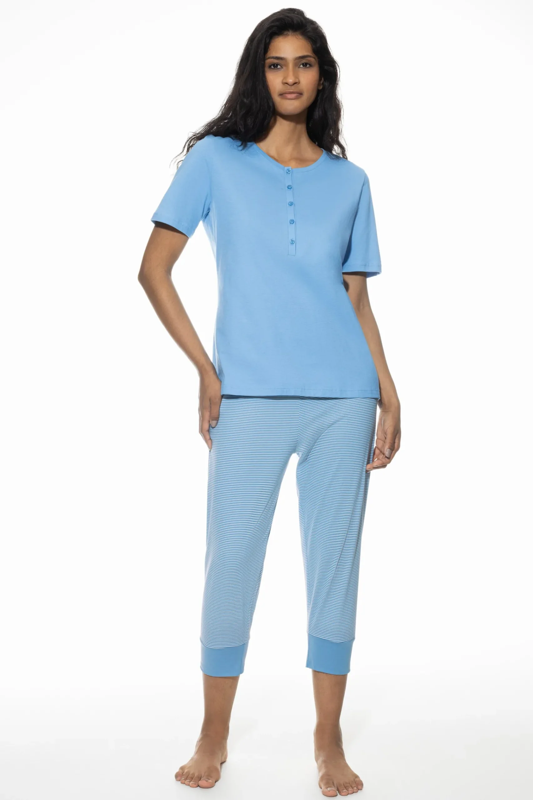 Damen Mey Anzug 3/4 lang, kurzarm Serie Small Stripes