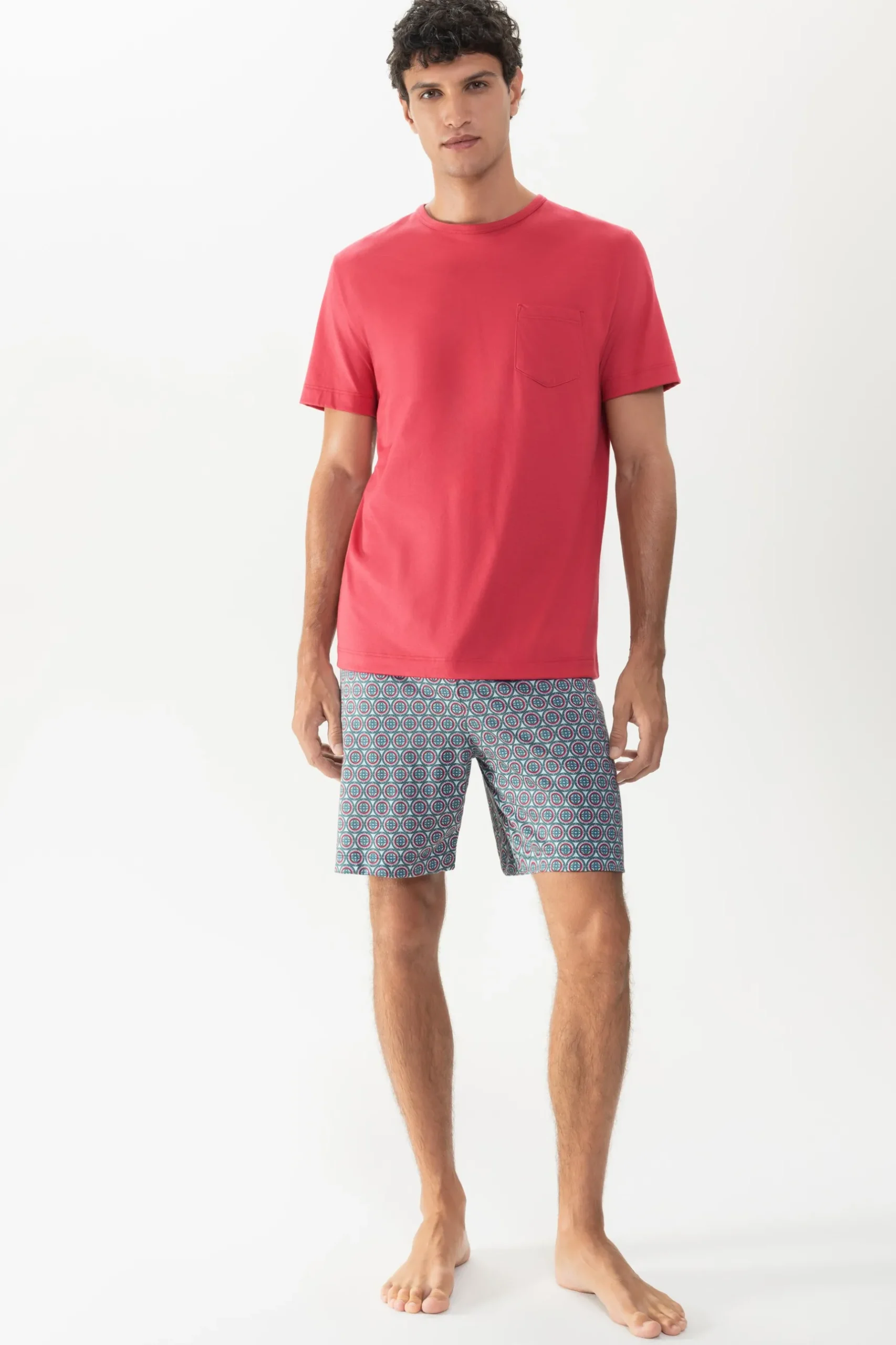 Herren Mey Kurzer Pyjama Serie Soft Circles