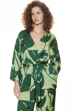Damen Mey Kurz-Kimono Serie Tropical Leaves
