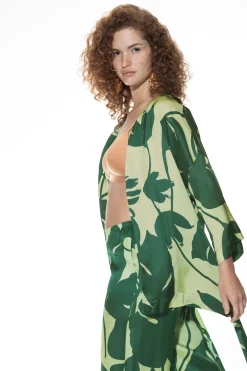 Damen Mey Kurz-Kimono Serie Tropical Leaves