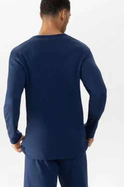 Herren Mey Langarm-T-Shirt Serie Solid Night