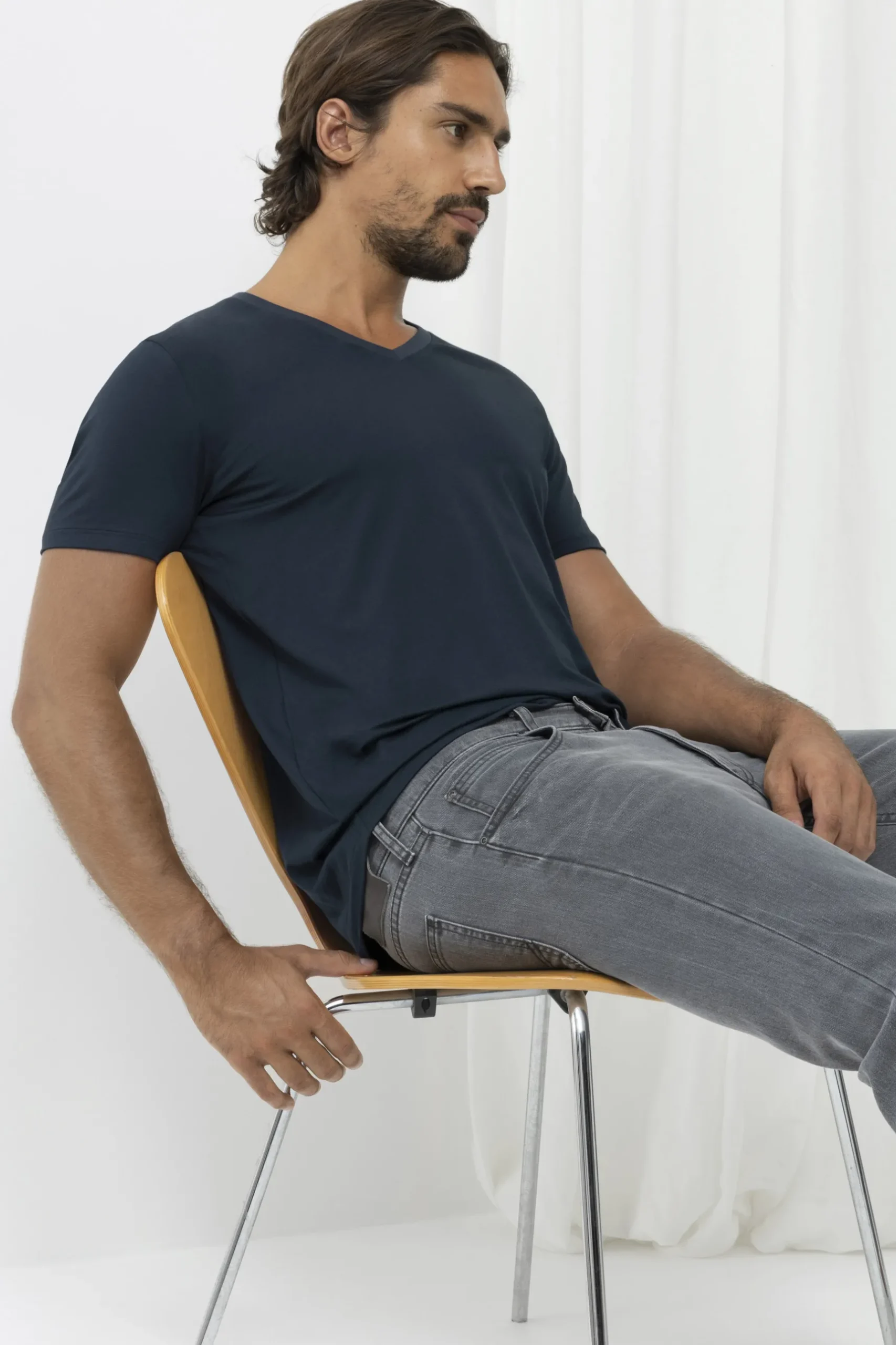 Herren Mey V-Neck Dry Cotton Colour
